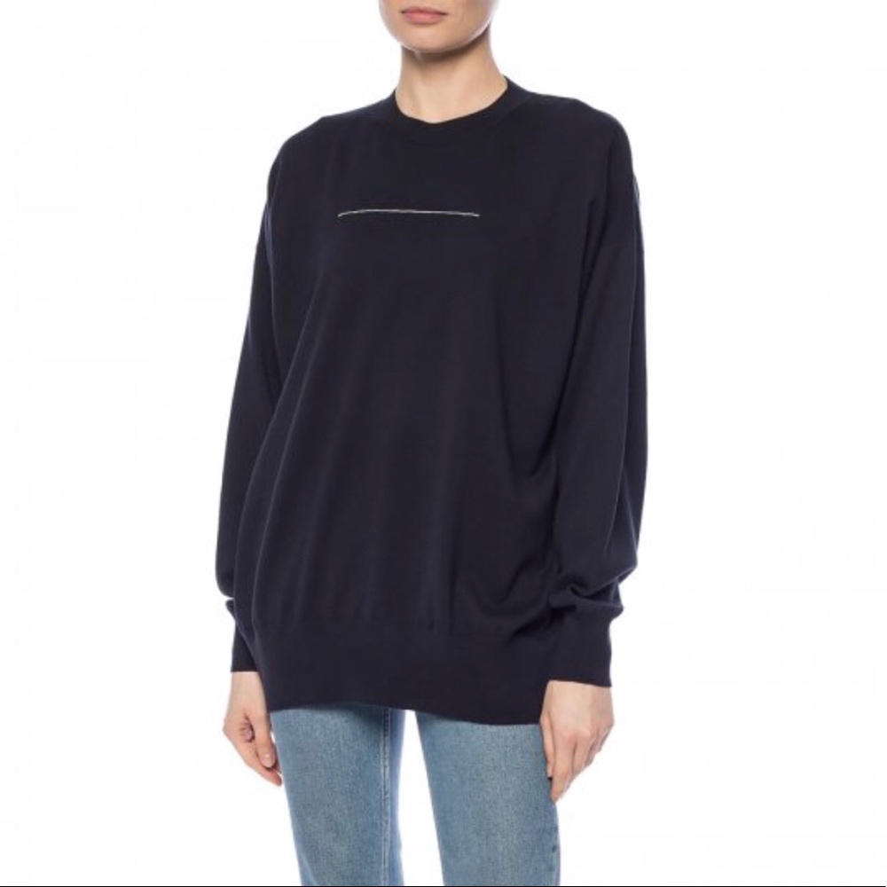 Maison Margiela Navy Cotton Cashmere Sweater